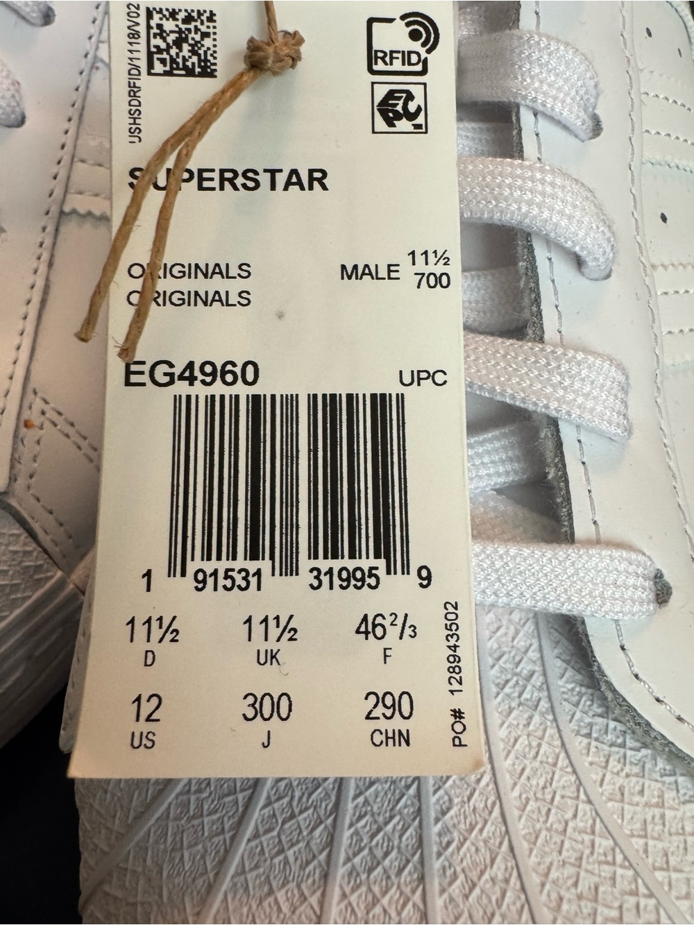 adidas White Classic Superstar Low-Top Sneakers, Size 12 US - Picture 7 of 14